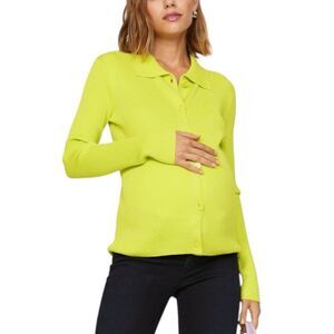 Emilia George Yellow Ribbed Eliza Maternity Top M